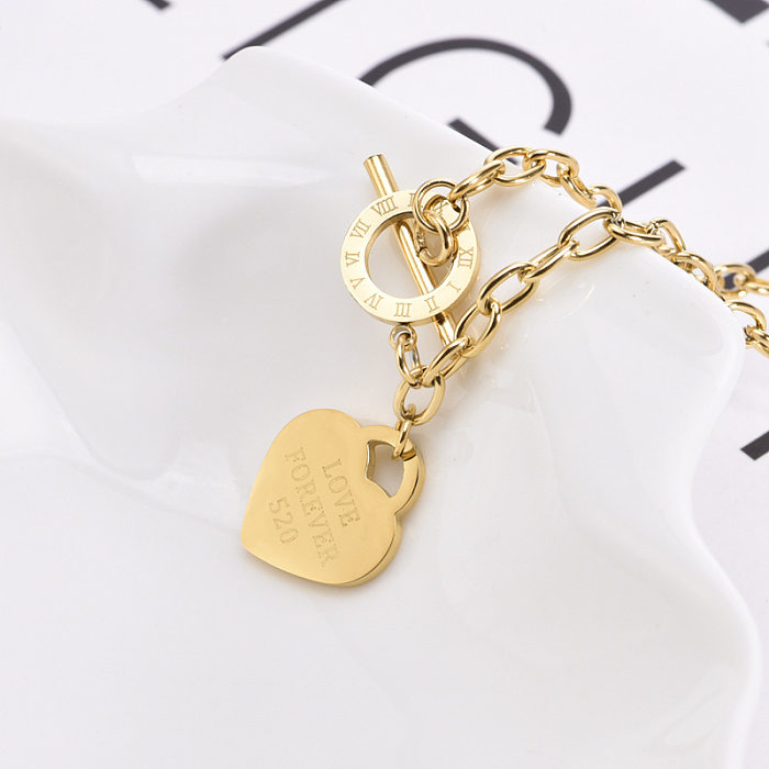 Hip-Hop Heart Shape Stainless Steel Plating Necklace
