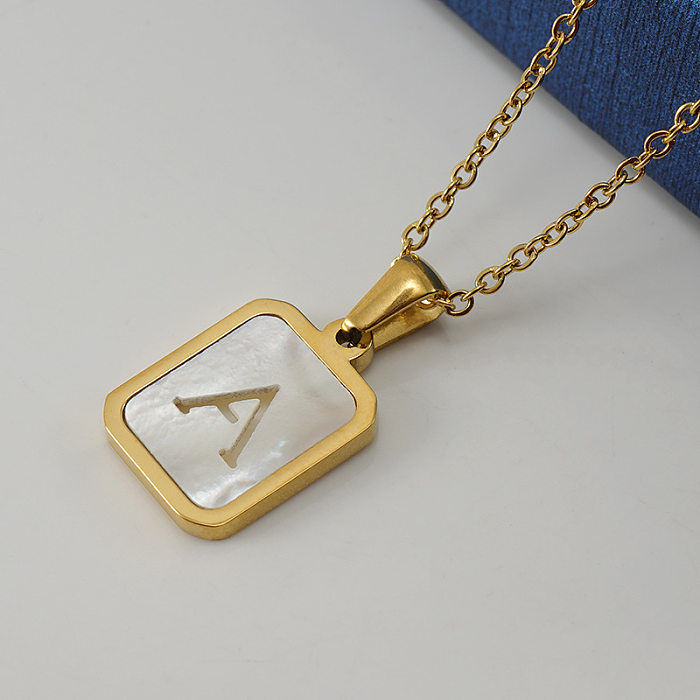 Fashion Letter Stainless Steel  Pendant Necklace Gold Plated Shell Stainless Steel  Necklaces