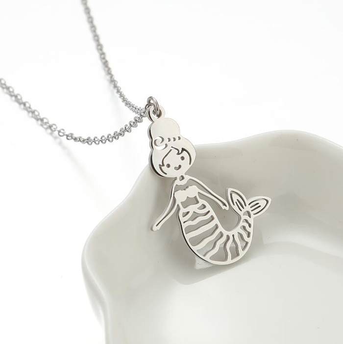 1 Piece Retro Plant Stainless Steel  Stainless Steel Irregular Plating Pendant Necklace