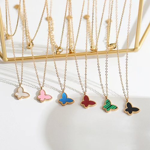 Simple Style Butterfly Stainless Steel  Stainless Steel Plating 18K Gold Plated Pendant Necklace
