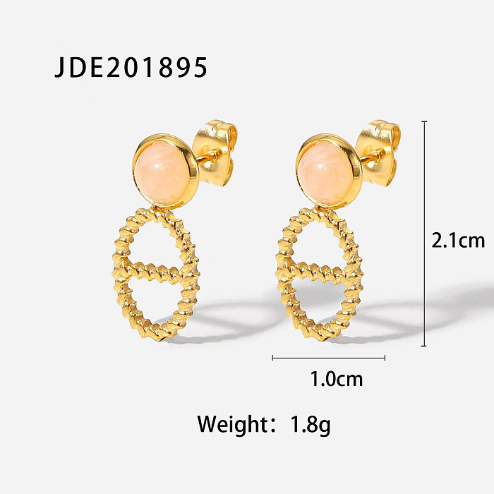 Pendientes colgantes de acero inoxidable de oro de 18 quilates a la moda, color rosa, para mujer