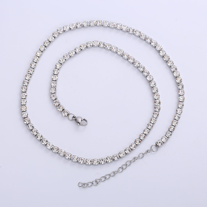 Simple Style Geometric Stainless Steel Inlay Zircon Necklace 1 Piece
