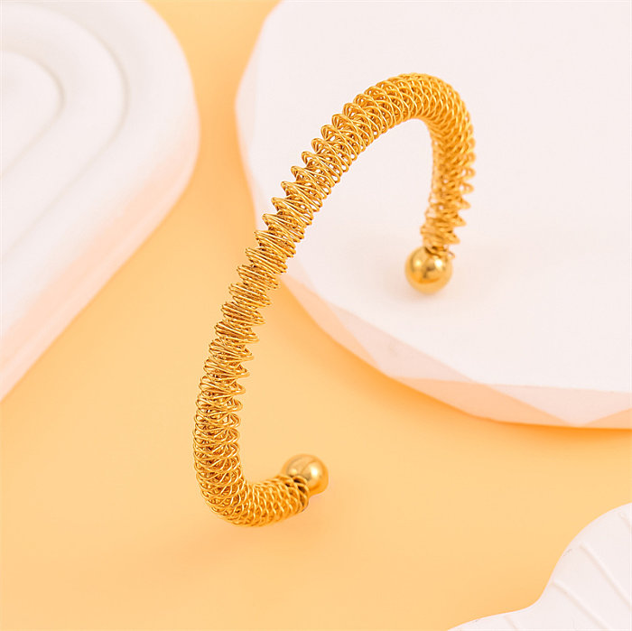 Solid Color Solid Color Stainless Steel 18K Gold Plated Bangle In Bulk
