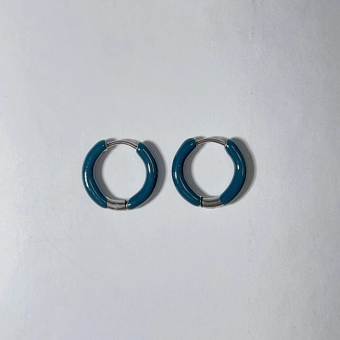 1 Paar einfache Farbblock-Emaille-Ohrringe aus Edelstahl