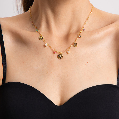 Lässige, runde Halskette mit 18-Karat-Goldbeschichtung im IG-Stil