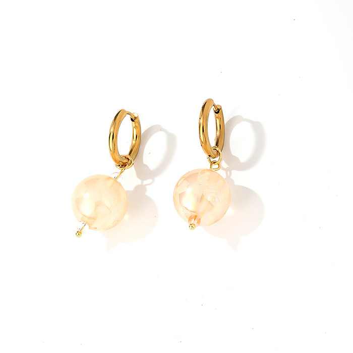 1 Pair Casual Cute Sweet Round Plating Stainless Steel  Gold Plated Drop Earrings