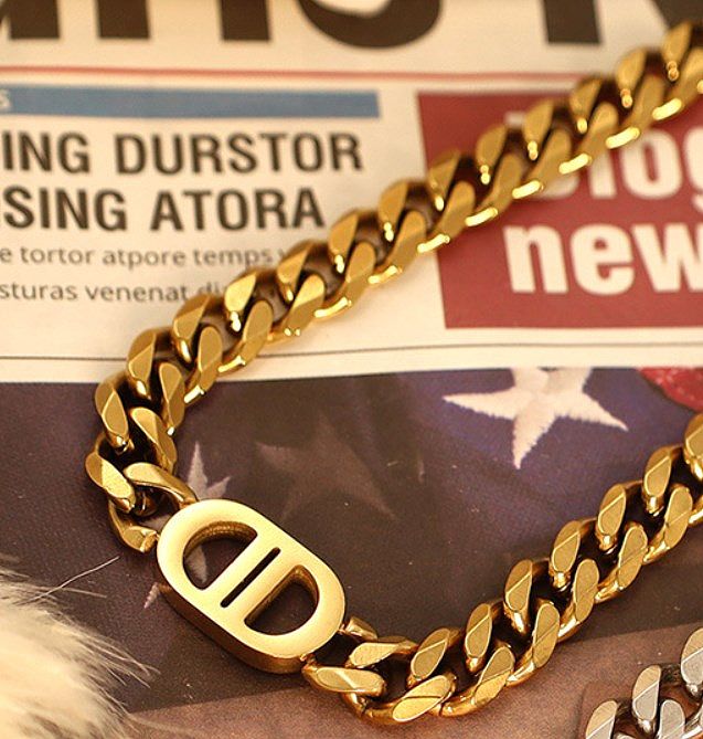 Collar chapado en oro de 18 quilates de acero inoxidable de color sólido estilo vintage
