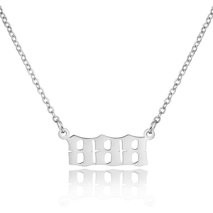 Simple Retro Single-layer Stainless Steel  Number Necklace Wholesale jewelry