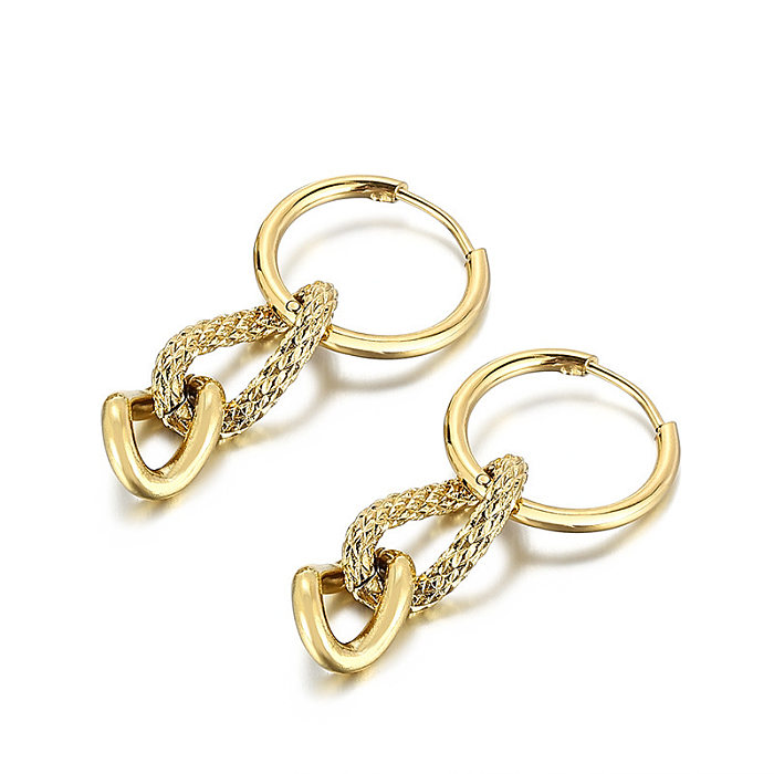 European And American Fashion Chain Circle Stainless Steel  Earrings