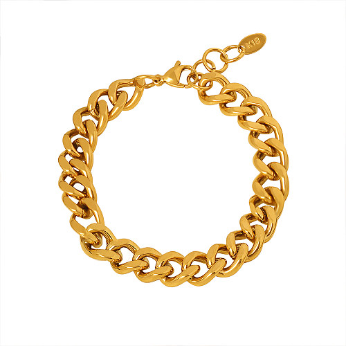 Wholesale Glam Lady Titanium Steel 18K Gold Plated Bracelets