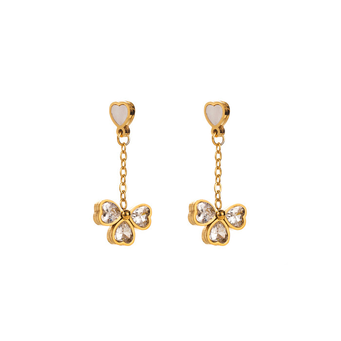 1 par de brincos elegantes femininos redondos ovais em formato de coração embutidos com strass banhados a ouro
