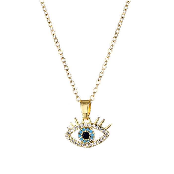 Casual Simple Style Devil'S Eye Stainless Steel  Plating Hollow Out Inlay Zircon Pendant Necklace