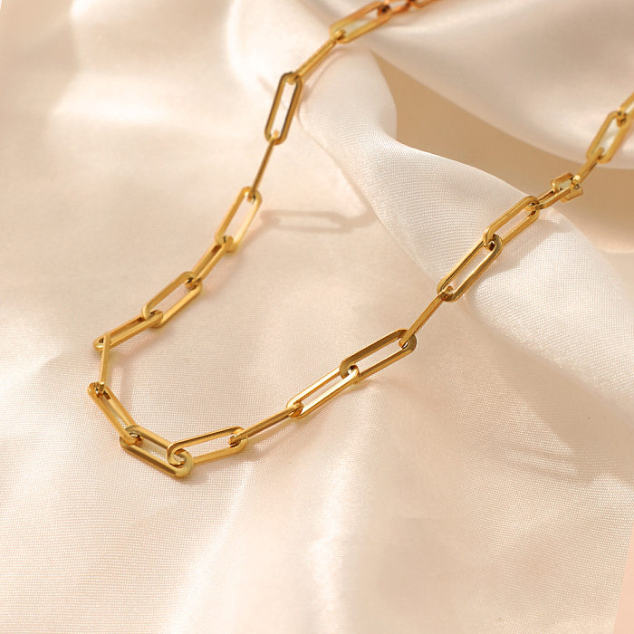 Modische, geometrische, vergoldete Halskette aus Edelstahl, 1 Paar
