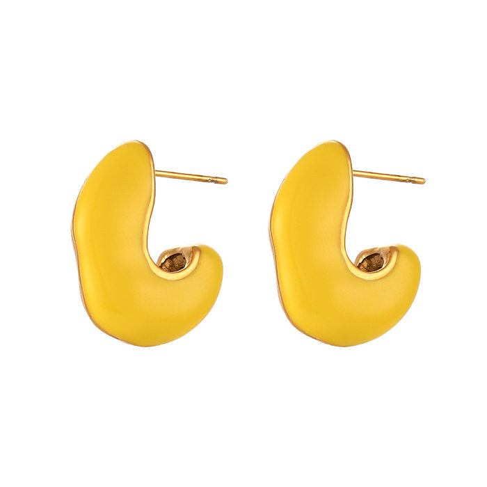 Boucles d'oreilles mode géométriques en acier inoxydable et émail, 1 paire