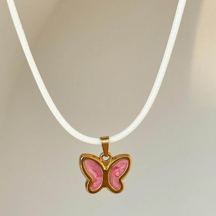 Lady Butterfly Stainless Steel Pendant Necklace In Bulk