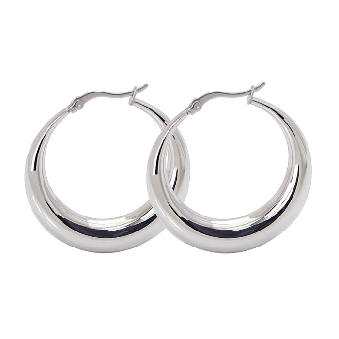 1 Pair Simple Style Commute Solid Color Plating Stainless Steel  Gold Plated Hoop Earrings