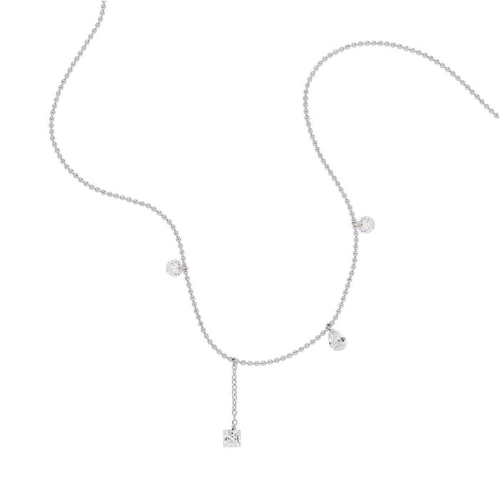 Simple Style Geometric Stainless Steel Plating Zircon Necklace