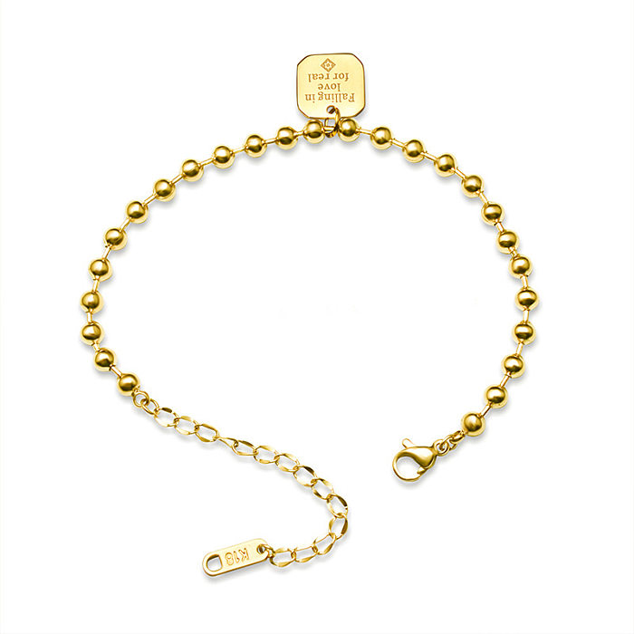 Geometrisches Stahlkugel-Armband im Retro-Palast-Stil, Armband aus 18 Karat echtem Gold mit Titanstahlbeschichtung