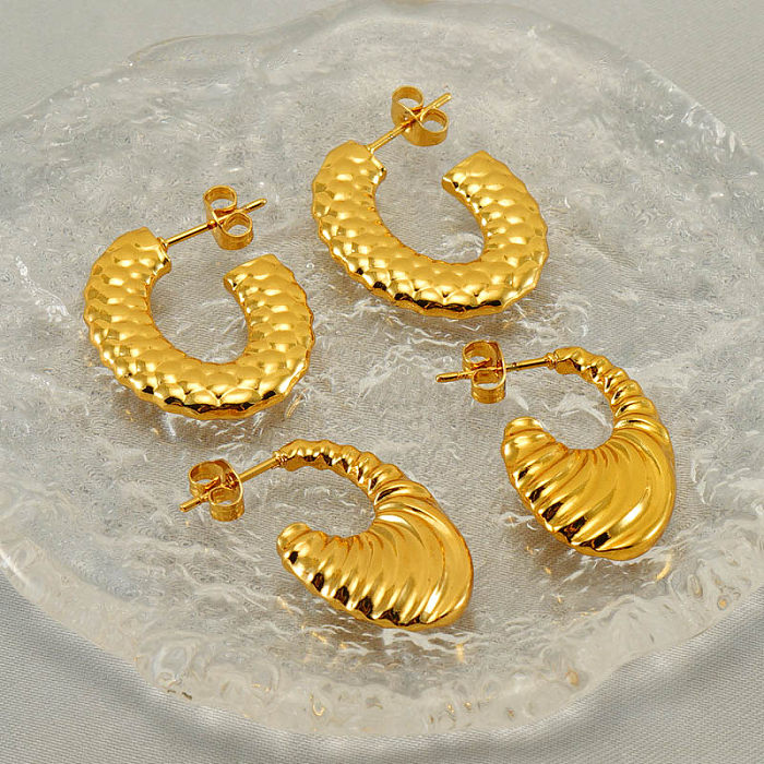 1 Pair Elegant Water Droplets Polishing Gold Plated Stainless Steel  18K Gold Plated Earrings