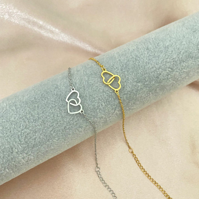 1 Piece Fashion Heart Shape Titanium Steel Plating Bracelets