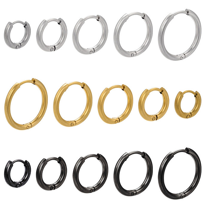 Fashion Solid Color Stainless Steel  Hoop Earrings Plating Stainless Steel  Earrings 1 Pair