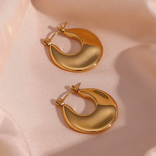 1 Pair Vintage Style Simple Style U Shape Stainless Steel  Plating 18K Gold Plated Earrings