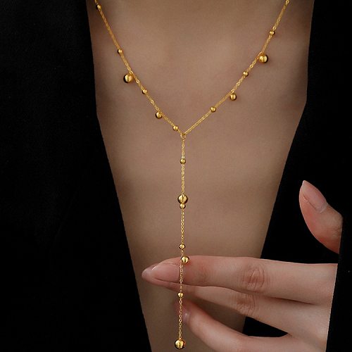 Wholesale Simple Style Solid Color Stainless Steel Long Necklace