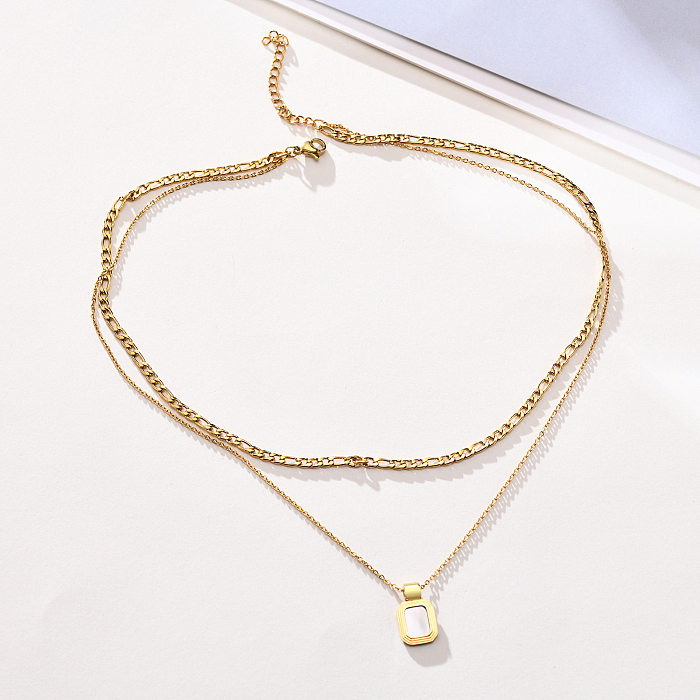 Lady Stripe Stainless Steel  Stainless Steel Plating Inlay Shell Layered Necklaces