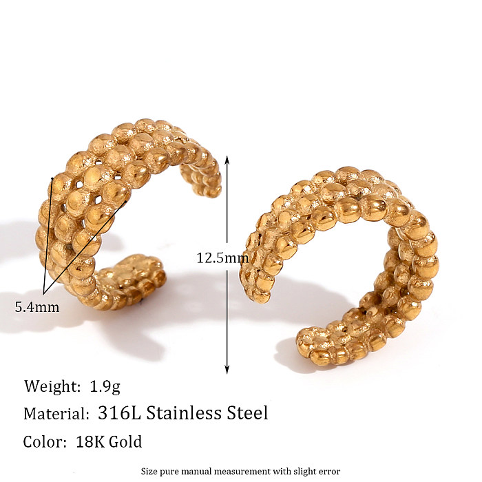 1 Pair Basic Classic Style C Shape Plating Stainless Steel  18K Gold Plated Ear Cuffs