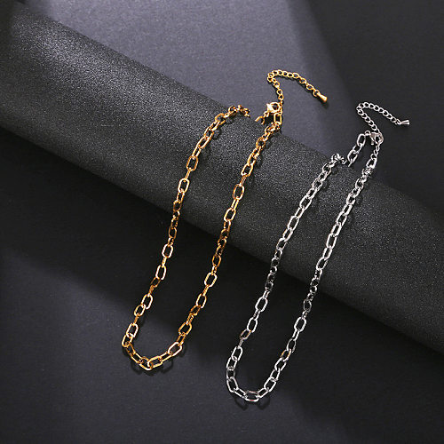 Collar de cadena chapado en acero inoxidable de color sólido de estilo simple