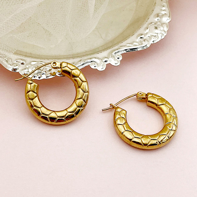 1 paire de boucles d'oreilles en acier inoxydable plaqué or, Style Vintage Simple, en forme de U