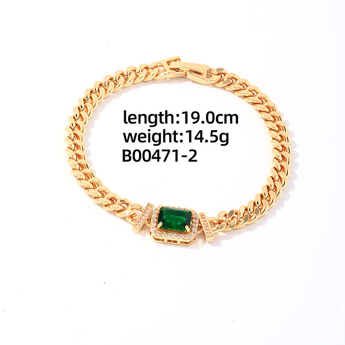 Hip-Hop Modern Style Cool Style Round Rectangle Stainless Steel Plating Inlay Zircon Gold Plated Bracelets