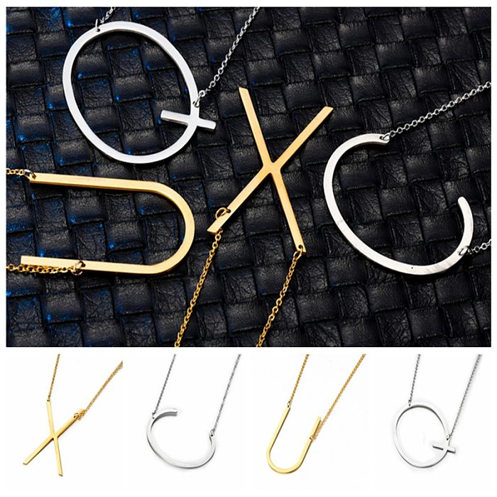 Fashion Jewelry 26 Letters Stainless Steel  Necklace Wholesale