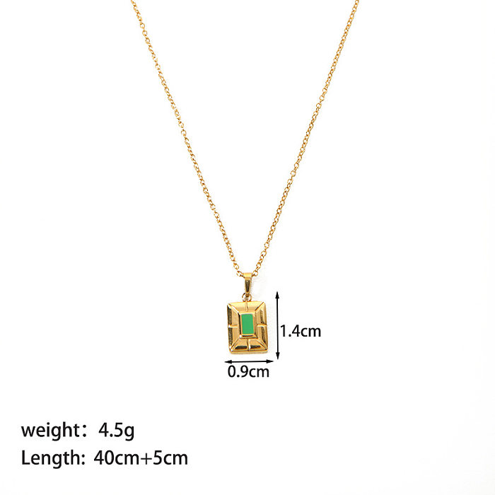 Simple Style Square Stainless Steel  Stainless Steel Inlay Zircon Layered Necklaces