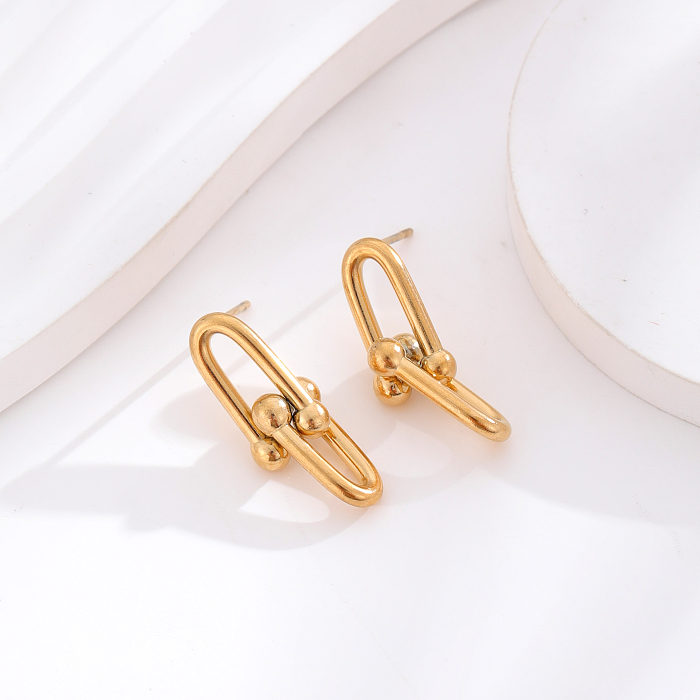 1 Pair Simple Style Classic Style Solid Color Stainless Steel Plating 24K Gold Plated Earrings