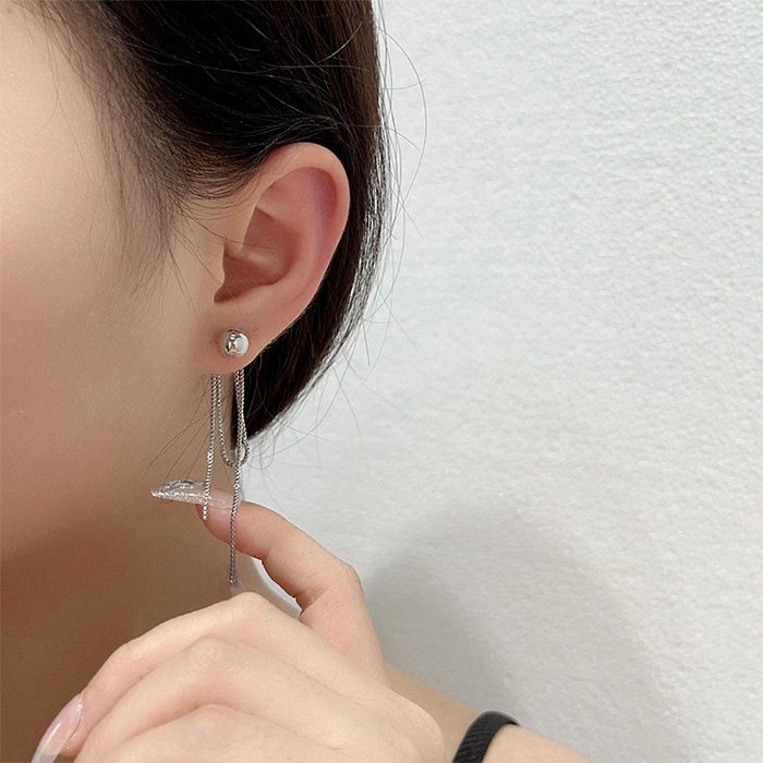 1 paire de boucles d'oreilles pendantes en acier inoxydable, Style Simple, couleur unie, placage à pampilles
