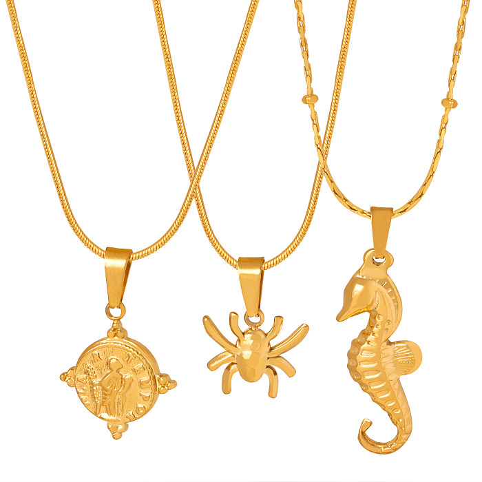 Collar colgante chapado en oro de 18 quilates de acero inoxidable con cangrejo de serpiente de estilo moderno a granel