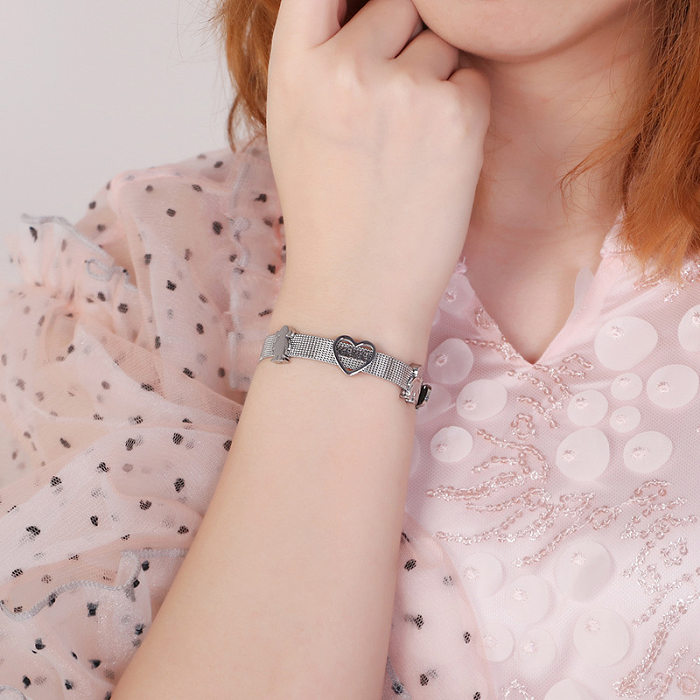 Korean Fashion Mesh Strap Bracelet For Boys And Girls Simple Heart-shaped Hollow Letter Mama Bracelet