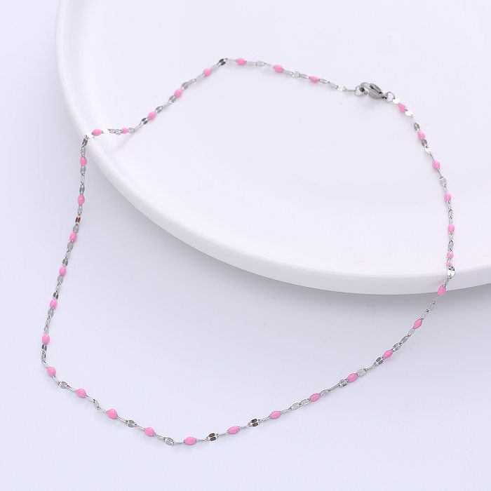 Simple Style Geometric Stainless Steel  Epoxy Chain Necklace