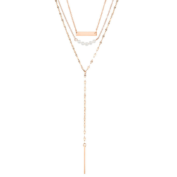 Modische Halskette aus Edelstahl mit geometrischer Quaste und Überzug aus Edelstahl