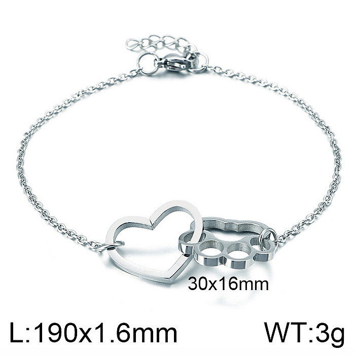 Nouveau Bracelet créatif en acier inoxydable avec imprimé de patte de chat, cœur de pêche mignon, vente en gros