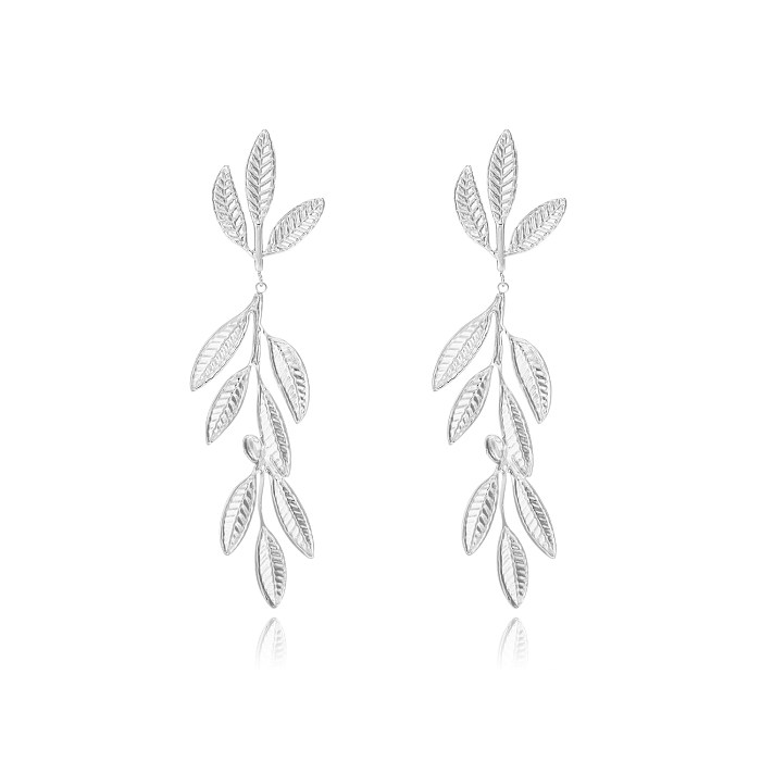 1 Pair Simple Style Leaves Plating Stainless Steel  Gold Plated Drop Earrings