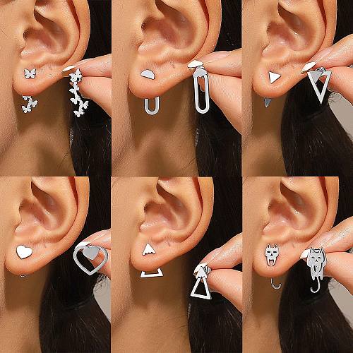 1 Pair Simple Style Geometric Heart Shape Stainless Steel  Ear Studs