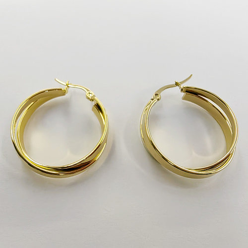 1 Pair Casual Modern Style Circle Stainless Steel  Stainless Steel Polishing Plating Earrings