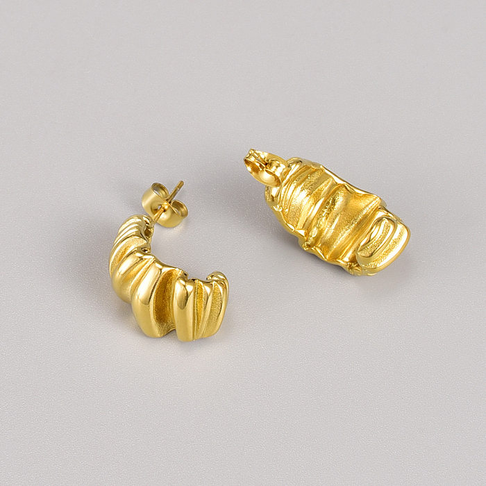 1 Pair Casual Elegant Modern Style Solid Color Plating Stainless Steel  14K Gold Plated Ear Studs