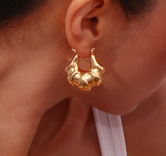 1 paire de clous d'oreilles plaqués or 18 carats, Style classique Simple, incrustation de placage de couleur unie, en acier inoxydable et Zircon