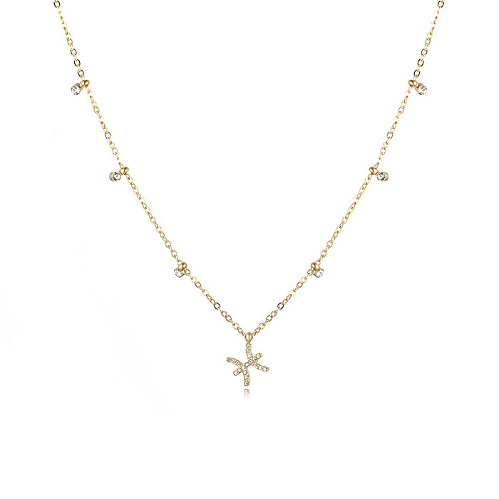 Collier avec pendentif en Zircon plaqué or 18 carats, Style Simple, constellation brillante, en acier inoxydable, en vrac
