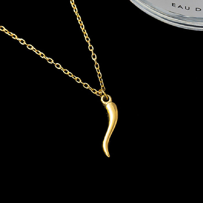 Retro Lady Pepper Stainless Steel Plating 18K Gold Plated Pendant Necklace