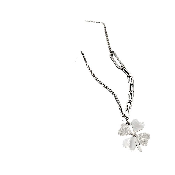 1 Piece INS Style Four Leaf Clover Stainless Steel Plating Necklace