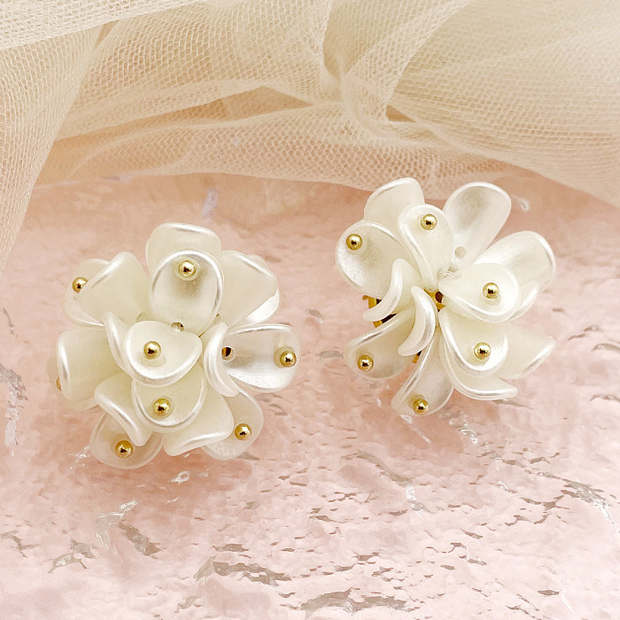 1 Paar elegante süße Blumen-Ohrstecker aus Edelstahl mit Polierbeschichtung und vergoldeter Oberfläche